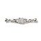 Brass Micro Pave Clear Cubic Zirconia Fold Over Clasps, Cadmium Free & Nickel Free & Lead Free, Flower, Platinum, Clasp: 13x4.5mm, Inner Diameter: 2.7mm, Flower: 18x6.5x2mm