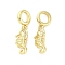 Brass Micro Pave Cubic Zirconia European Dangle Charms, Large Hole Pendants, Cadmium Free & Lead Free, Sea Horse, 22.5mm, Hole: 4.2mm