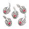 Tibetan Style Alloy Pendants, with Synthetic Turquoise, Dyed, Leaf, Antique Silver, 36x18x7mm, Hole: 4x9mm