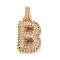 Brass Micro Pave Cubic Zirconia Pendants, Nickel Free, Real 18K Gold Plated, Clear, Letter B, 18.5~24x12.5~25.5x5~5.5mm, Hole: 5x3mm
