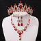 Teardrop & Moon Alloy Rhinestone Pendant Necklace & Stud Dangle Earring & Crown Headbands, Light Gold, Light Siam, 440mm & 155mm & 60mm