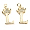 Brass Micro Pave Clear Cubic Zirconia Pendants, Cadmium Free & Lead Free, with Synthetic Opal, Real 18K Gold Plated, with Jump Ring, Letter L, 26.5~33x14~23.5x3.5~4.5mm, Hole: 4.5mm