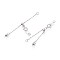925 Sterling Silver Cable Chain Extenders, with Lobster Claw Clasps & Charms, Platinum, 50x5.5mm, Hole: 1.8mm