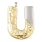 Brass Pendants, Cadmium Free & Nickel Free & Lead Free, Real 18K Gold Plated And Platinum, Letter Charms, Letter U, 27x25.5x4.5mm, Hole: 3x2mm