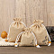 Linenette Drawstring Bags, Rectangle with Lotus Flower Pattern and Beads, PapayaWhip, 14x10cm