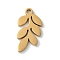 304 Stainless Steel Pendants, Laser Cut, Leaf, Golden, 14x7x1mm, Hole: 1.2mm