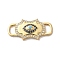 Brass Cubic Zirconia Connector Charms, Golden, Evil Eye, 12.5x15.5x4mm, Hole: 5x3mm