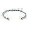 Stainless Steel Cuff Bangle Making, with Golden Tone Brass Finding, for Half Drilled Beads, Colorful, Inner Diameter: 1-3/4x2-3/8 inch(4.6x6cm), Pin: 1mm