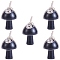 Natural Obsidian Pendants, Mushroom Charms, with Silver Color Plated Copper Wire Wrapped, 30x15x16mm, Hole: 5mm