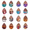 16Pcs 8 Styles Transparent Resin & Walnut Wood Pendants, with Foil Inside, Teardrop Charm, Mixed Color, 36x24.5x3mm, Hole: 2mm, 2pcs/style