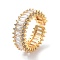 Brass with Cubic Zirconia Open Cuff Rings, Clear, US Size 6 1/4(16.7mm)