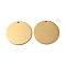 304 Stainless Steel Pendants, Stamping Blank Tag, Flat Round Charm, Real 18K Gold Plated, 30x1.3mm, Hole: 1.8mm