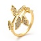 Clear Cubic Zirconia Butterfly Open Cuff Ring, Brass Jewelry for Women, Real 18K Gold Plated, Cadmium Free & Nickel Free & Lead Free, US Size 8(18.1mm)