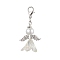 Angel Glass Pearl & Acrylic Pendant Decorations, with Alloy Lobster Claw Clasps, Antique Silver, 44mm, 10pcs/set