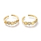 Brass Micro Pave Clear Cubic Zirconia Open Heart Rings, Cuff Rings, Real 18K Gold Plated, US Size 5 1/2, Inner Diameter: 16mm