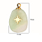 Natural New Jade Pendants, Oval Charms, with Golden Tone Stainless Steel Star Slice, 17~18x11~12x3.5~4.3mm