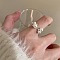 Alloy Crystal Rhinestone and Imitation Pearl Cuff Rings, Round, Silver, Inner Diameter: 15~20mm