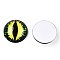 Glass Cabochons, Half Round with Evil Eye, Vertical Pupil, Yellow, 20x6.5mm