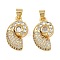 Brass Micro Pave Clear Cubic Zirconia Pendants, Cadmium Free & Lead Free, Shell, Real 18K Gold Plated, 20x12x4.5mm, Hole: 4x3.5mm