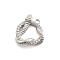 Brass Micro Pave Cubic Zirconia Pendants, Snake Charms, Platinum, 16x13.5x3.5mm, Hole: 1.5mm