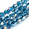 Electroplate Glass Beads Strands, AB Color Plated, Faceted, Bicone, Dark Turquoise, 7.5~8x7.5~8mm, Hole: 1.5mm, about 38~39pcs/strand, 28~29cm
