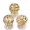 Brass Beads, Nickel Free, Hollow, Honeycomb, Real 18K Gold Plated, 16.5x18x17mm, Hole: 2mm