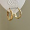 Retro Leaf Brass Hoop Earrings for Womenes, Golden