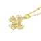 Brass Micro Pave Clear Cubic Zirconia Pendant Necklaces for Women, Real 18K Gold Plated, Bowknot, 17.72 inch(45cm), Pendant: 25x19mm.