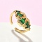 Brass Micro Pave Cubic Zirconia Adjustable Cuff Rings, Crown, with Glass, Cadmium Free & Nickel Free & Lead Free, Golden, 15mm, Inner Diameter: Adjustable
