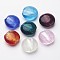 Handmade Silver Foil Glass Beads, Flat Round, Mixed Color, about 20mm in diameter, 10mm thick, hole: 2mm