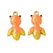 304 Stainless Steel Enamel Pendants, Ion Plating(IP), Fish Charms, Golden, Orange, 25x15x3mm, Hole: 1.8mm