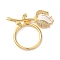 Brass Micro Pave Clear Cubic Zirconia Toggle Clasps, Cadmium Free & Nickel Free & Lead Free, with Enamel, Flower, Real 18K Gold Plated, 24x22x2mm, Hole: 1.4mm