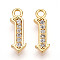 Brass Micro Pave Cubic Zirconia Charms, Number 1, Real 18K Gold Plated, 13~14x4.5~8x2mm, Hole: 1.5mm