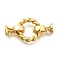 Flat Round Rack Plating Brass Fold Over Clasps, Long-lasting Plated, Lead Free & Cadmium Free, Real 18K Gold Plated, 35mm, Hole: 6mm