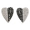 Brass Pave Cubic Zirconia Stud Earrings, Heart, Left and Right, Platinum, 15x12mm