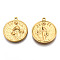 201 Stainless Steel Pendants, Flat Round with Mushroom Charm, Real 18K Gold Plated, 29x25x3mm, Hole: 1.8mm