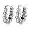 Non-Tarnish Oval Bubble 304 Stainless Steel Hoop Earrings for Women, Stainless Steel Color, 33x25mm