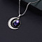 Alloy & Glass Luminous Moon Constellation Pendant Necklaces, Stainless Steel Box Chain Necklaces, Stainless Steel Color, Libra, 23.62 inch(60cm)