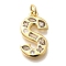 Brass Micro Pave Clear Cubic Zirconia Pendants, with Jump Ring, Lead Free and Cadmium Free, Long-Lasting Plated, Rack Plating, Letter Charms, Real 18K Gold Plated, Letter S, 21x11.5x2.7mm, jump ring: 5x1mm, 3mm inner diameter.
