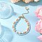 Glass Pearl Round Beaded Multi-strand Bracelets, & Zinc Alloy Lobster Claw Clasps, PeachPuff, 8 inch(20.3cm)