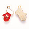 Alloy Enamel Pendants, for Christmas, Christmas Glove, Light Gold, Red, 19x11x2mm, Hole: 1.8mm