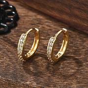 Серьги-кольца Huggie из прозрачного кубического циркония EJEW-L231-41G-01