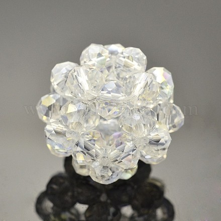 Прозрачные стеклянные кристаллы круглые плетеные бусины GLAA-A034-4mm-A18-1