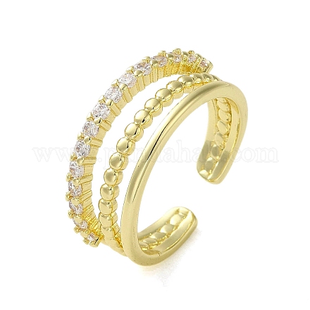 Латунь с кольцами из кубического циркония RJEW-B057-09G-1