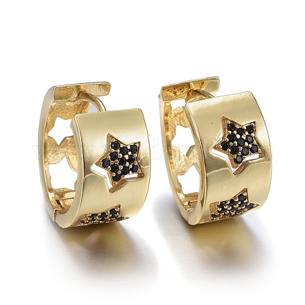 Серьги-кольца из латуни с микро-паве из фианита EJEW-K083-40G-A-1