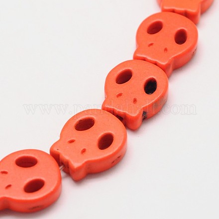 Нити синтетических бирюзовых бус черепа TURQ-I023-28x25mm-06-1
