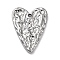 Non-Tarnish 304 Stainless Steel Pendants, Textured, Heart Charm, Stainless Steel Color, 26x19x2mm, Hole: 1.8mm