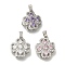 Rack Plating Brass Micro Pave Cubic Zirconia Pendant, Lead Free & Cadmium Free, Long-Lasting Plated, Flower, Platinum, Mixed Color, 18x15x5mm, Hole: 4x3mm