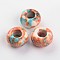 Dyed Rondelle Natural Ocean White Jade Beads, Large Hole Beads, Coral, 15x8mm, Hole: 6mm