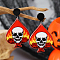 Acrylic Halloween DIY Heart Skull Flame Stud Earrings Collection, White, 50x39mm
